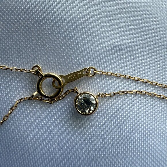 Natural Bezel Set Diamond Pendant Necklace / 18K Solid Gold / 16in Cable Chain - Picture 12 of 13